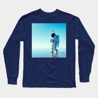 Astronaut walking in a blue ocean Long Sleeve T-Shirt